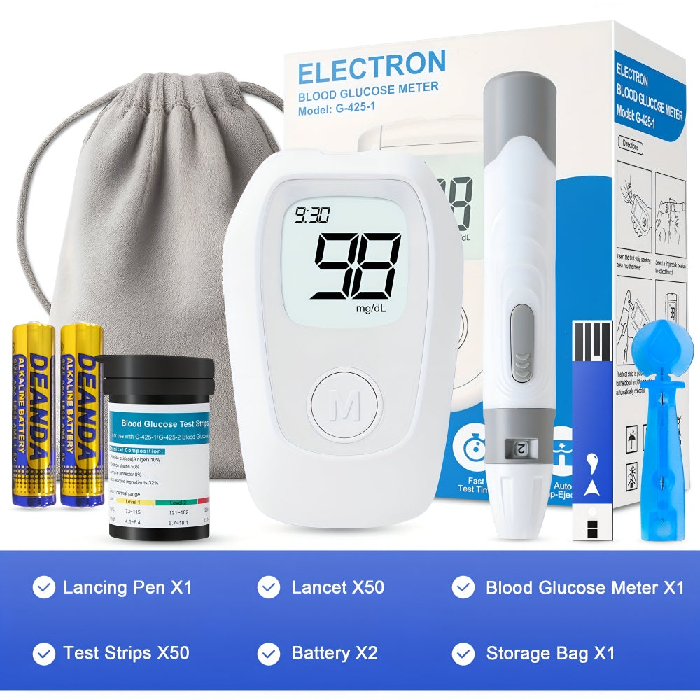 Compact Digital Blood Sugar Meter — Portable Glucose Monitor, Fast Readings, High-Contrast Display
