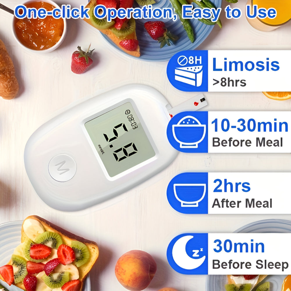 Compact Digital Blood Sugar Meter — Portable Glucose Monitor, Fast Readings, High-Contrast Display