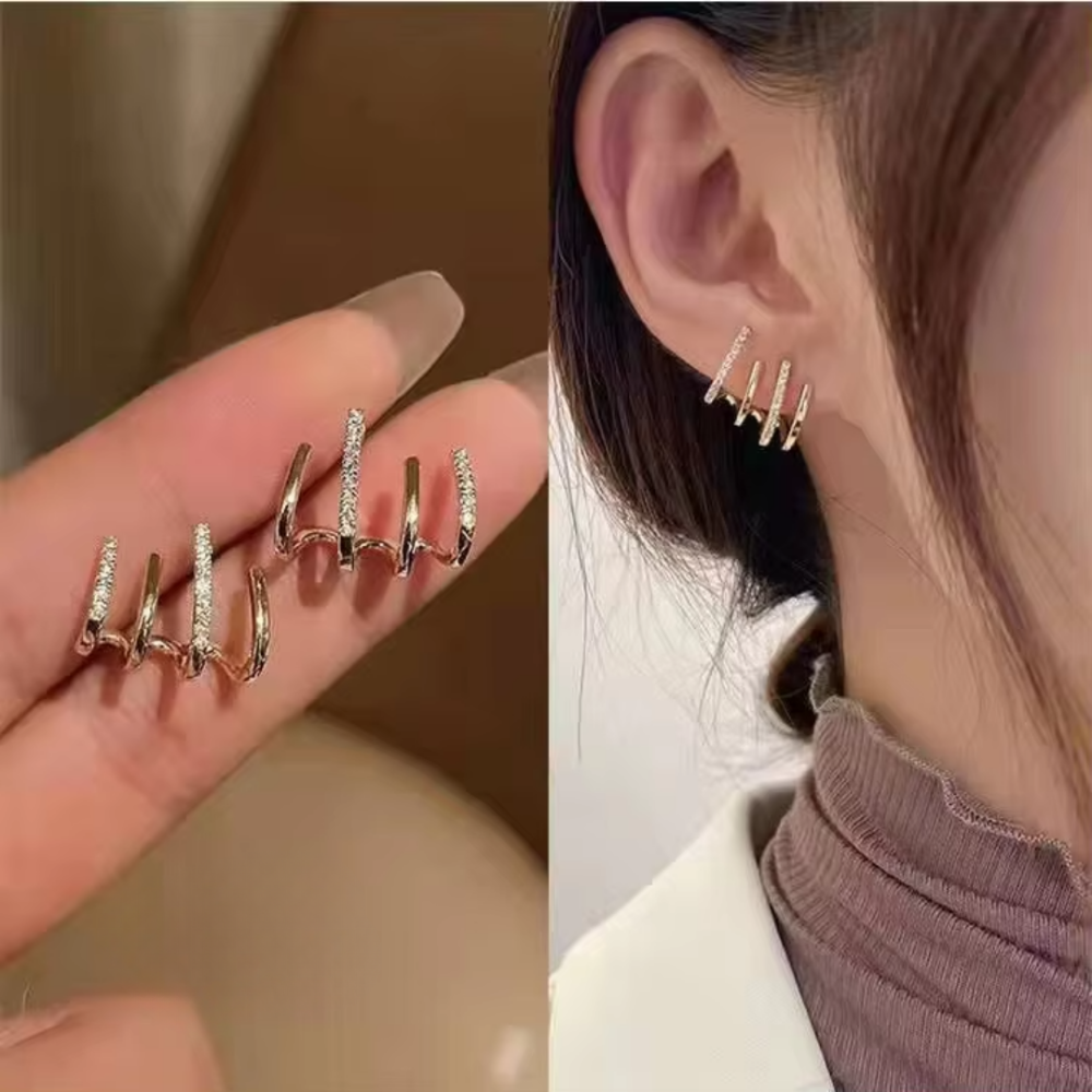 Ohrringe zum Muttertag – Geschenk, goldene Creolen, mehrlagiger minimalistischer Schmuck | Meowbutter