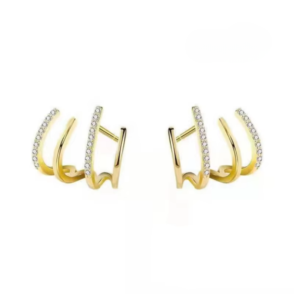 Ohrringe zum Muttertag – Geschenk, goldene Creolen, mehrlagiger minimalistischer Schmuck | Meowbutter
