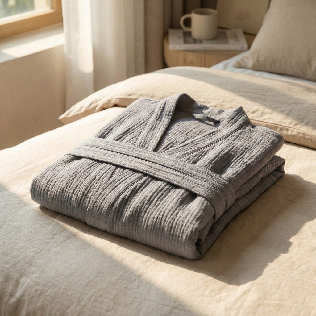 All-Season Bathrobe Made From One Hundred Percent Muslin Cotton