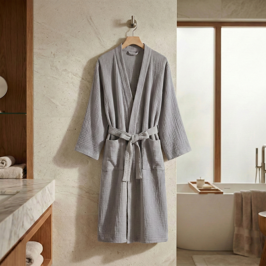 All-Season Bathrobe Made From One Hundred Percent Muslin Cotton