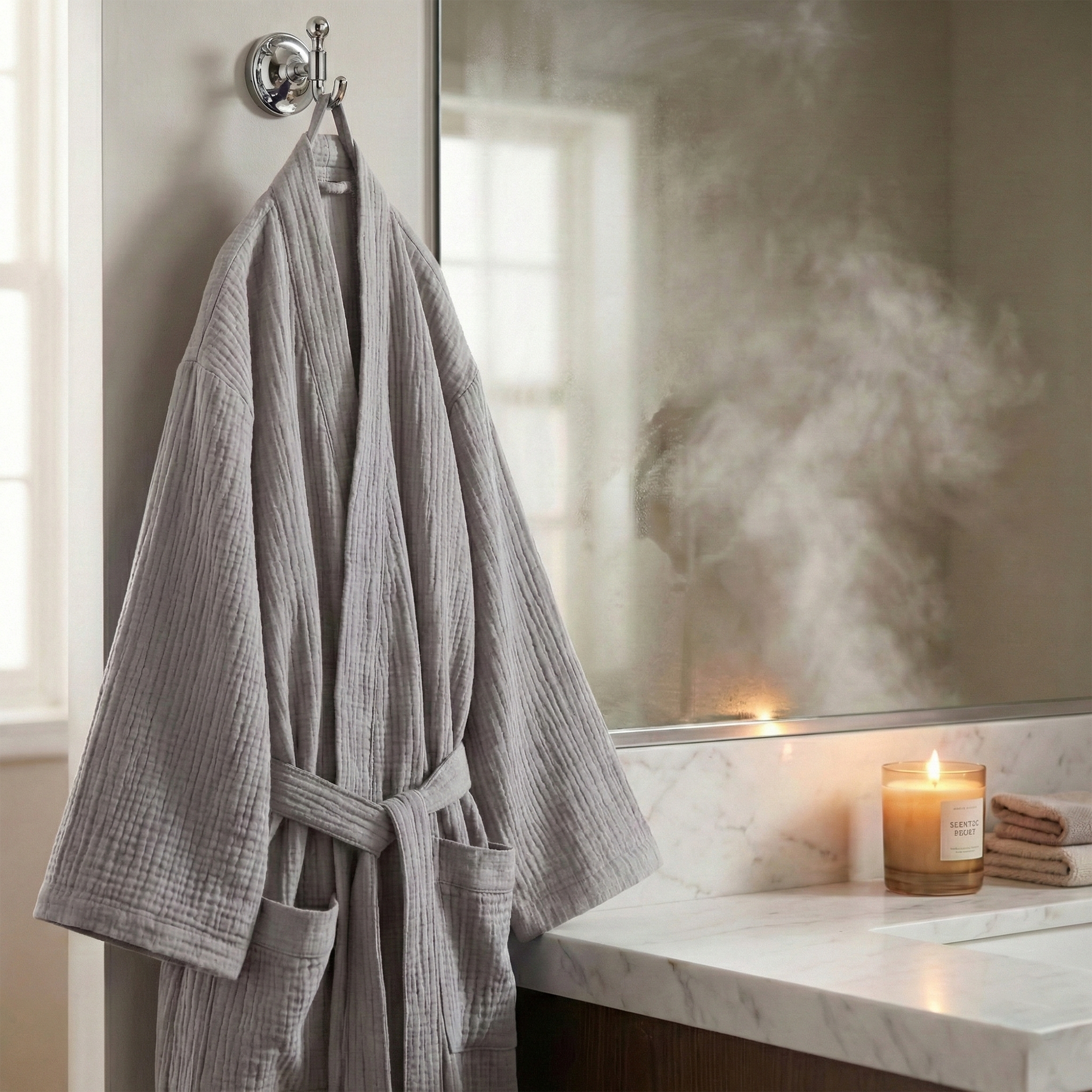 All-Season Bathrobe Made From One Hundred Percent Muslin Cotton