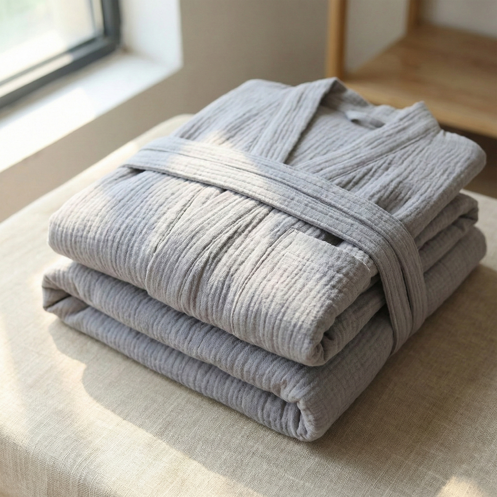 All-Season Bathrobe Made From One Hundred Percent Muslin Cotton