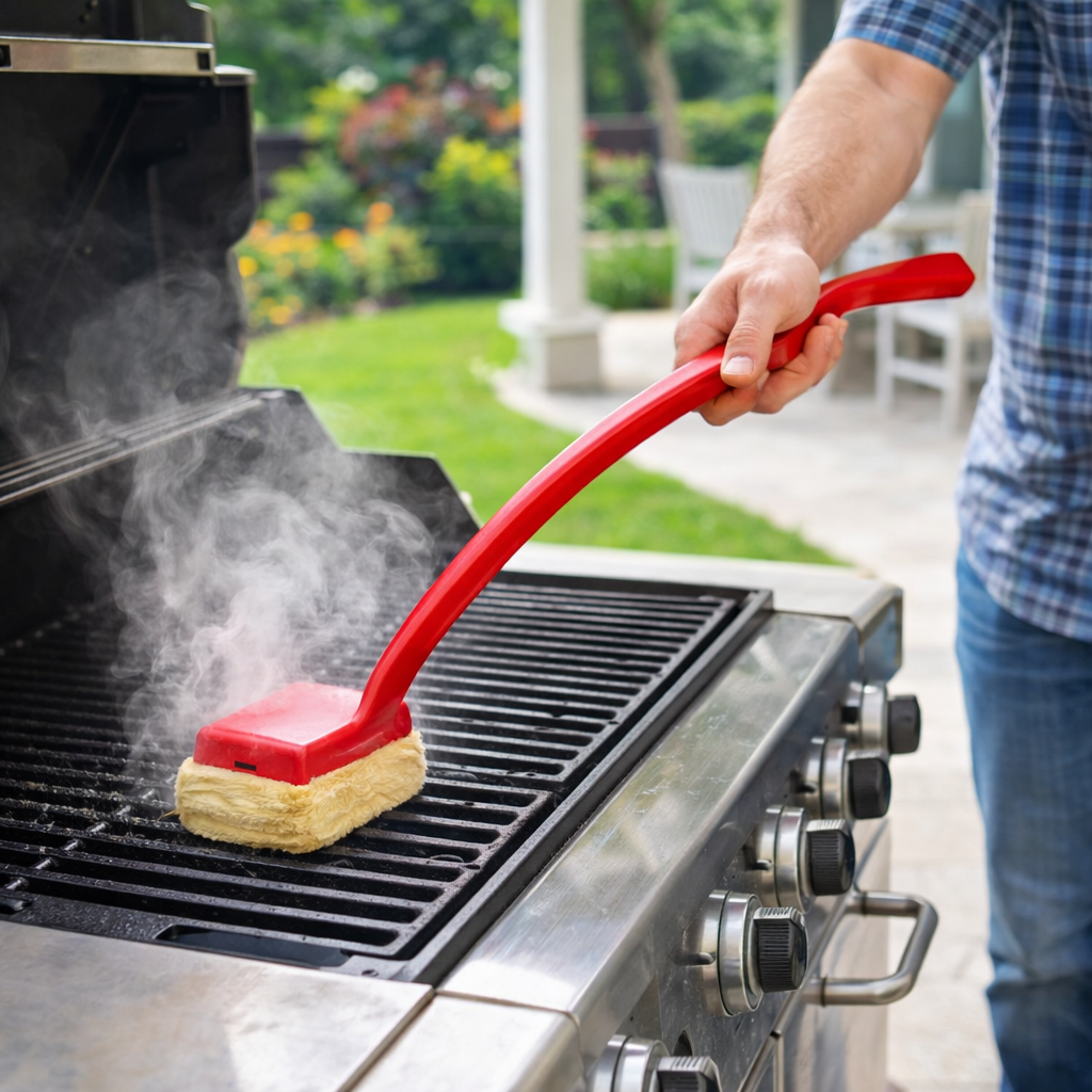 Grill Cleaning Brush Steam Scrub Pad Long Handle BBQ Cleaner | Meowbutter