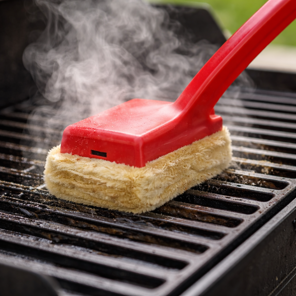Escova de limpeza para grelhador com vapor e cabo longo, ferramenta para churrasco | Meowbutter