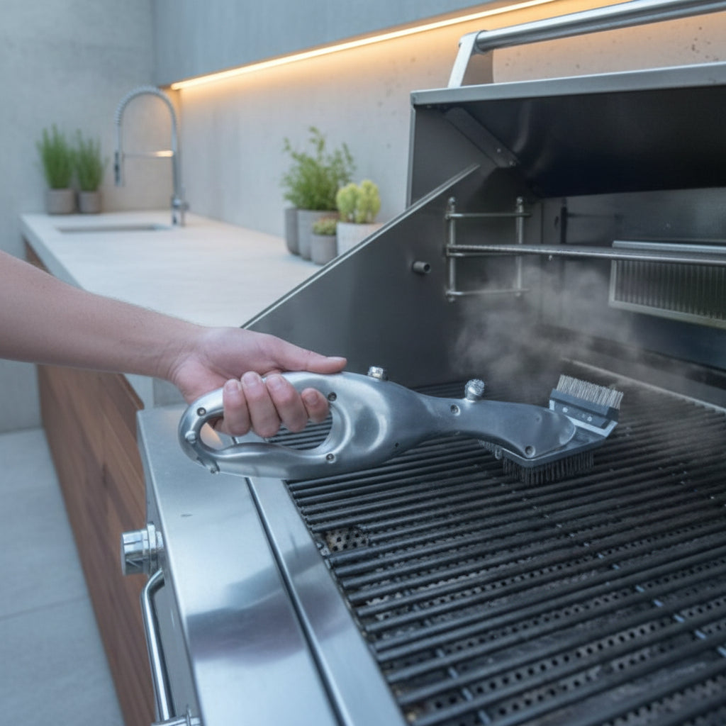 Odolný kartáč na gril BBQ - parní čistič a ocelové štětiny