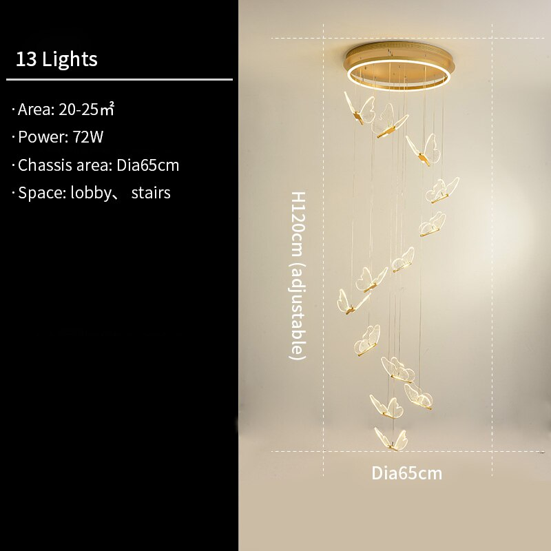 Maribel 3D Butterfly Spiral Chandelier in Iron and Acrylic | Orntli