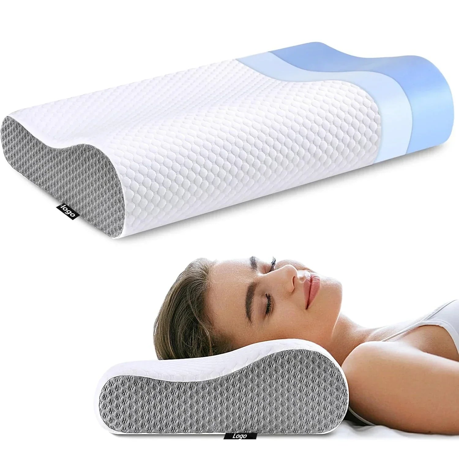Wyprofilowana poduszka ortopedyczna ComfortCloud z pianki memory foam – ergonomiczne podparcie szyi
