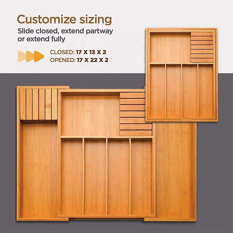 EcoStyle bambusbestikbakke — 7 rum, justerbar ramme