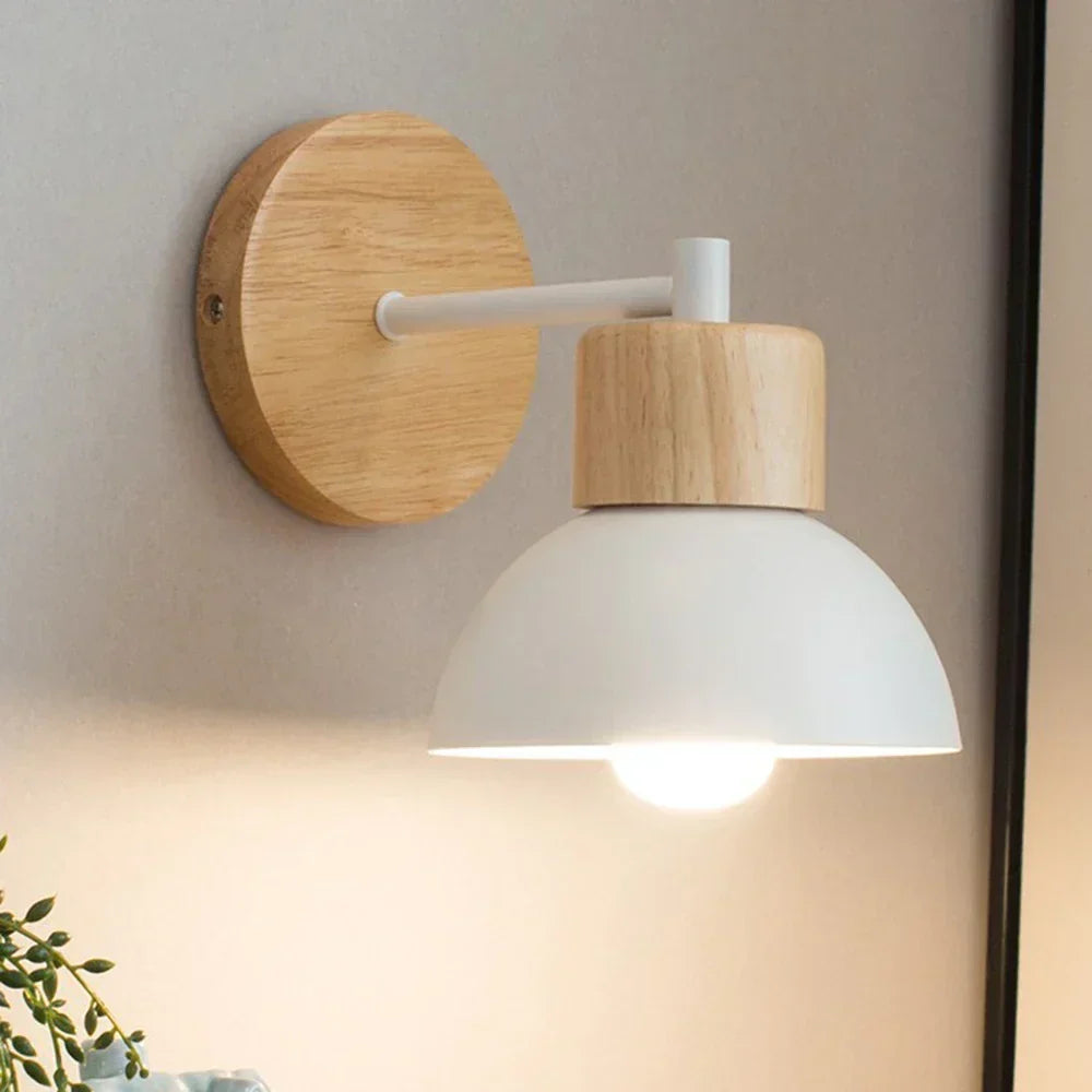 Warm Nordic Wall Sconce — Smooth Timber and Powder Coated Metal Housing