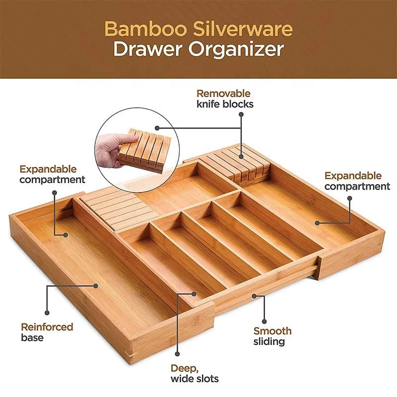 EcoStyle bambusbestikbakke — 7 rum, justerbar ramme