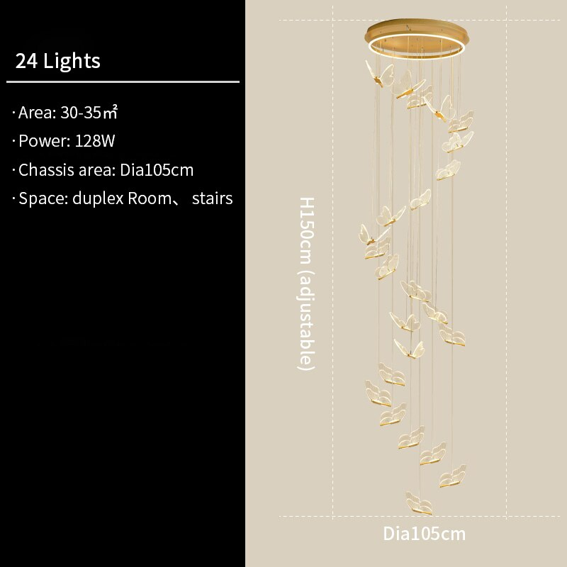 Maribel 3D Butterfly Spiral Chandelier in Iron and Acrylic | Orntli