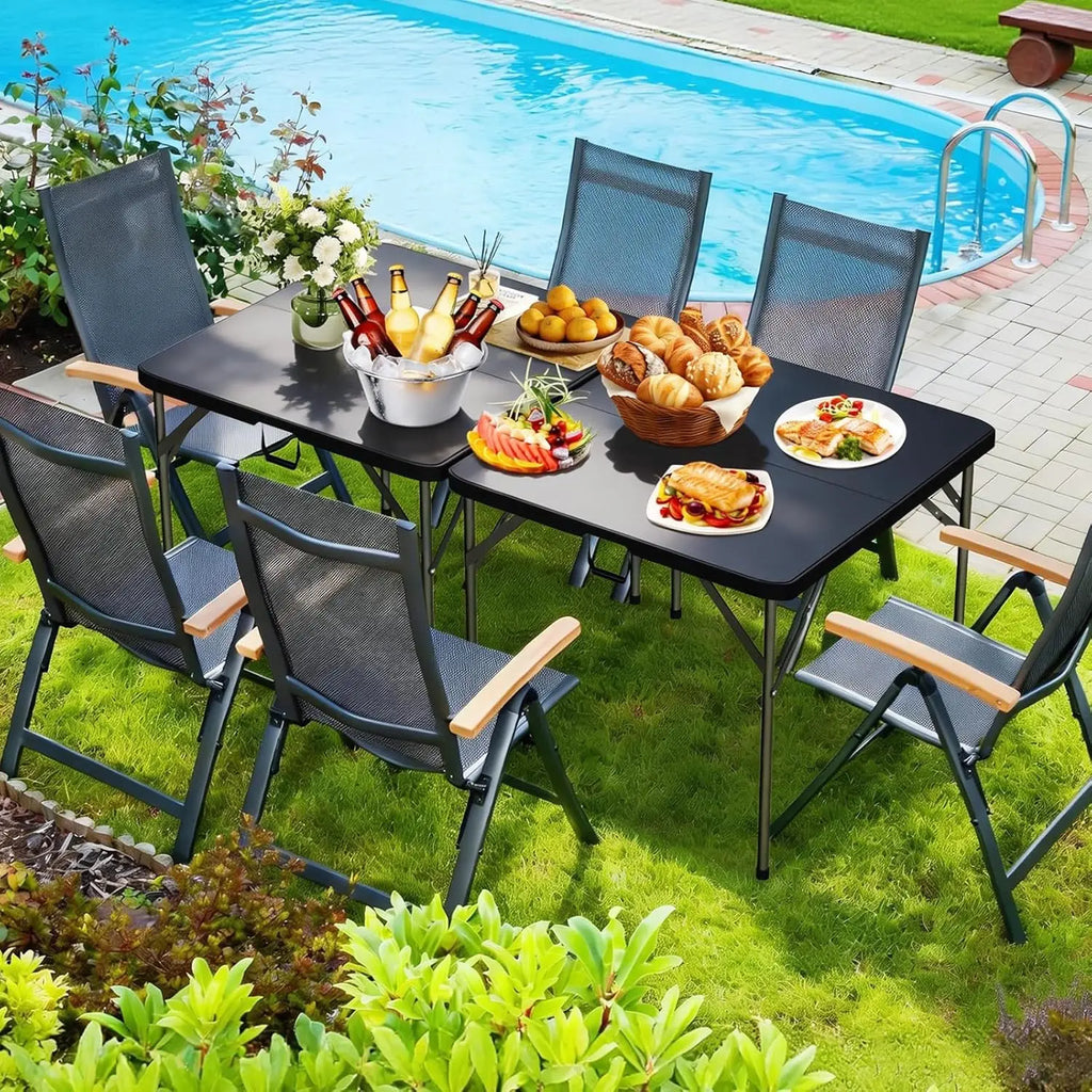 Tavolo da picnic pieghevole — altezza regolabile di 4 piedi, struttura portatile robusta, piano da 48x24 pollici, 15.21 libbre