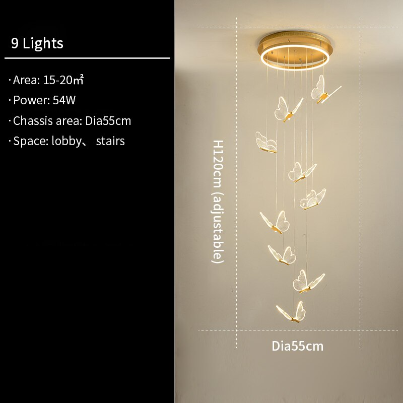 Maribel 3D Butterfly Spiral Chandelier in Iron and Acrylic | Orntli