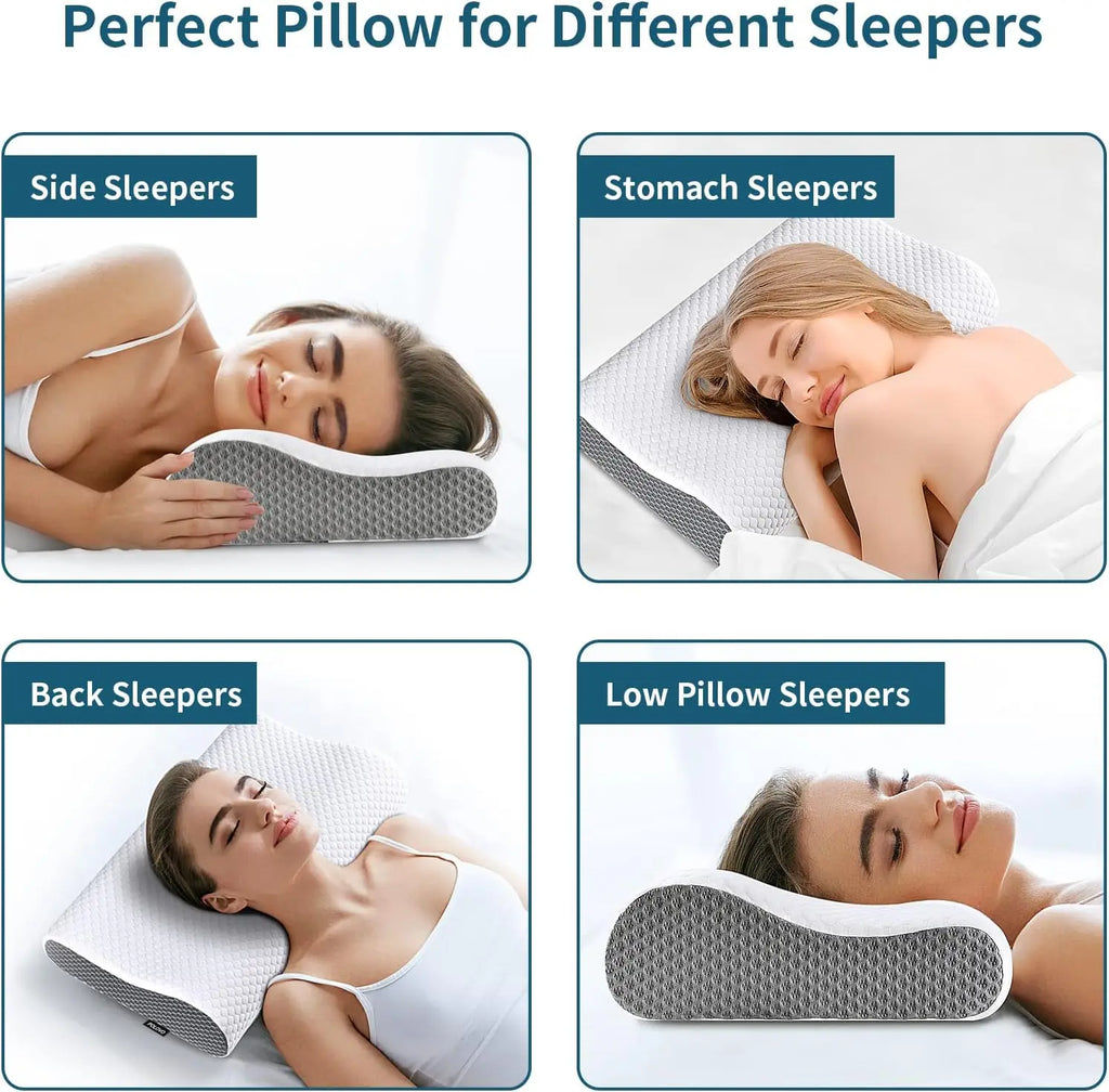 Wyprofilowana poduszka ortopedyczna ComfortCloud z pianki memory foam – ergonomiczne podparcie szyi