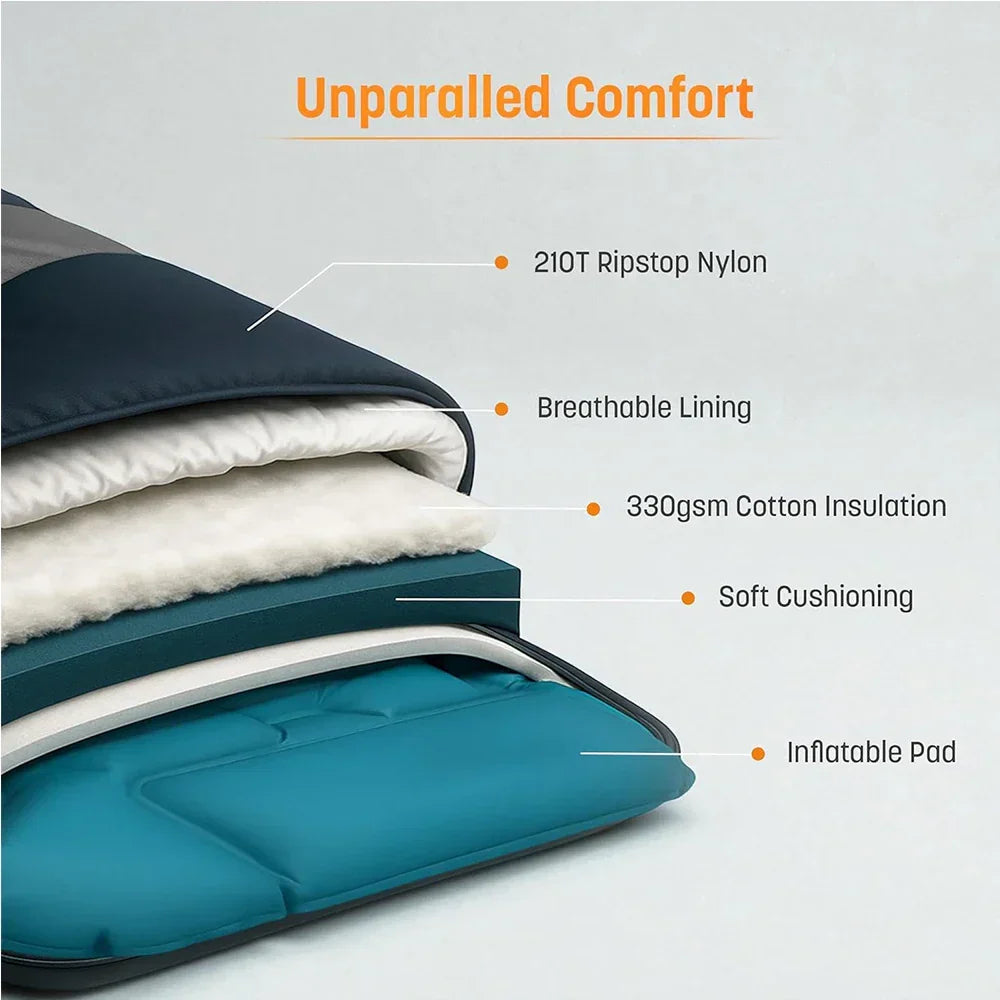 AirPack Sleeper Inflatable Sleeping Bag — Built-In Sleeping Pad and Pillow, Single Occupant