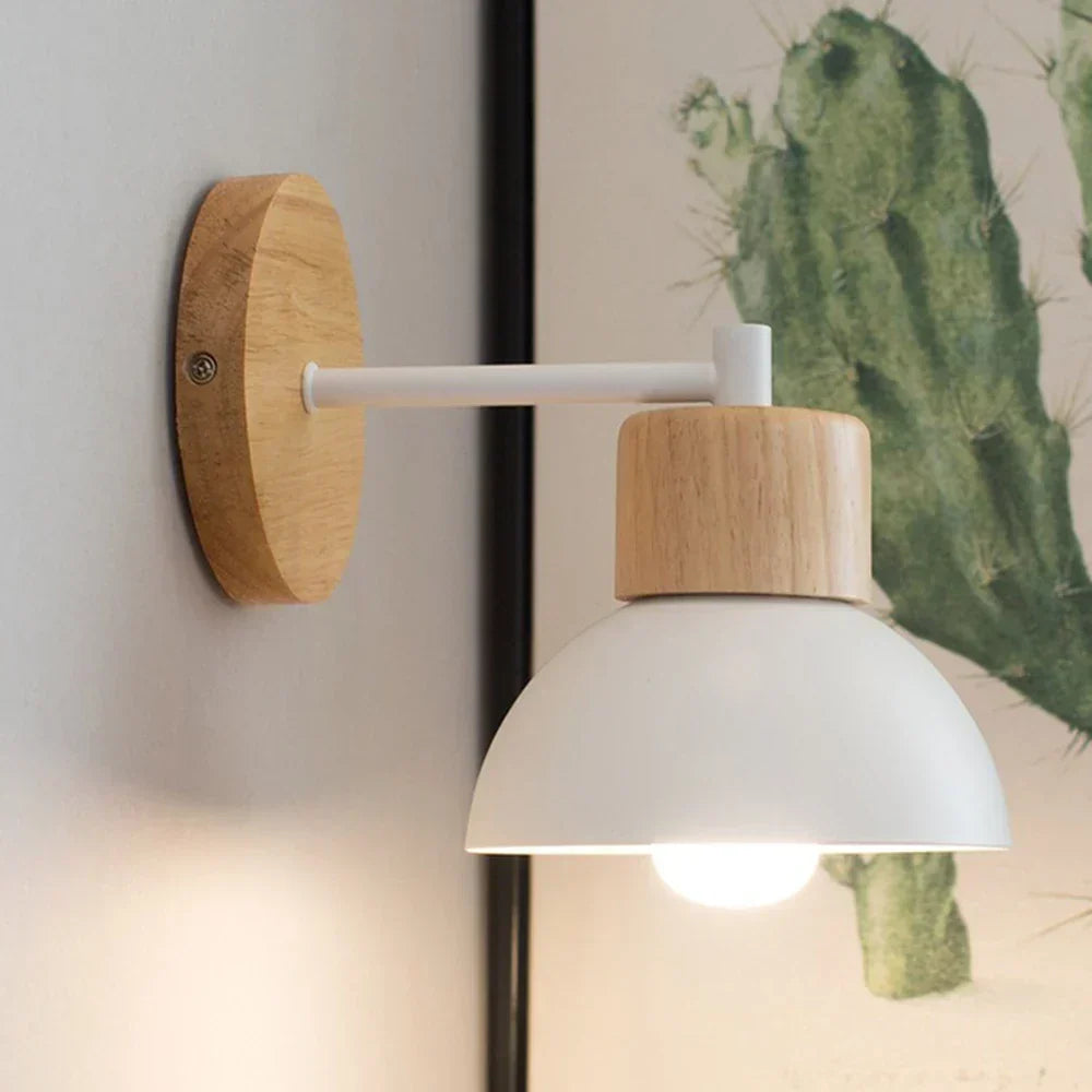 Warm Nordic Wall Sconce — Smooth Timber and Powder Coated Metal Housing