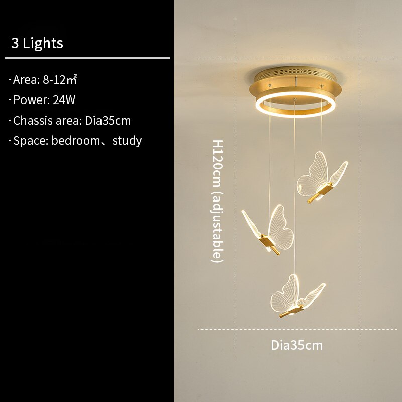 Maribel 3D Butterfly Spiral Chandelier in Iron and Acrylic | Orntli