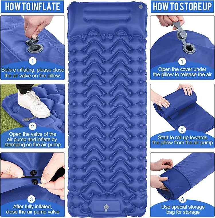 ComfortRest 10cm厚 自動膨張式スリーピングパッド — 自動バルブ膨張、ふんわり快適なサポート