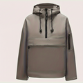 Casual Quarter-Zip Hooded Jacket — Soft Insulated Fabric, Front Zippered Pocket
