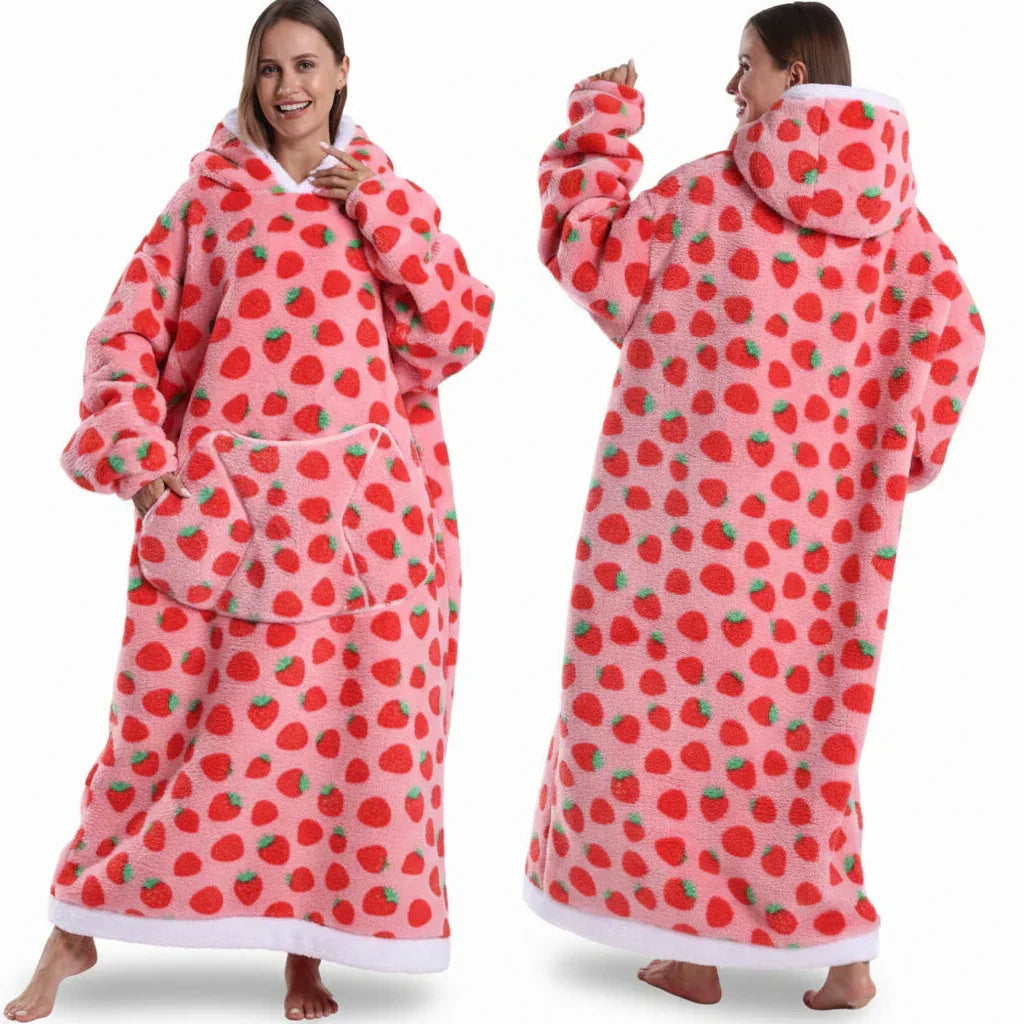 Sweat à capuche couverture Sherpa à imprimé Halloween surdimensionné
