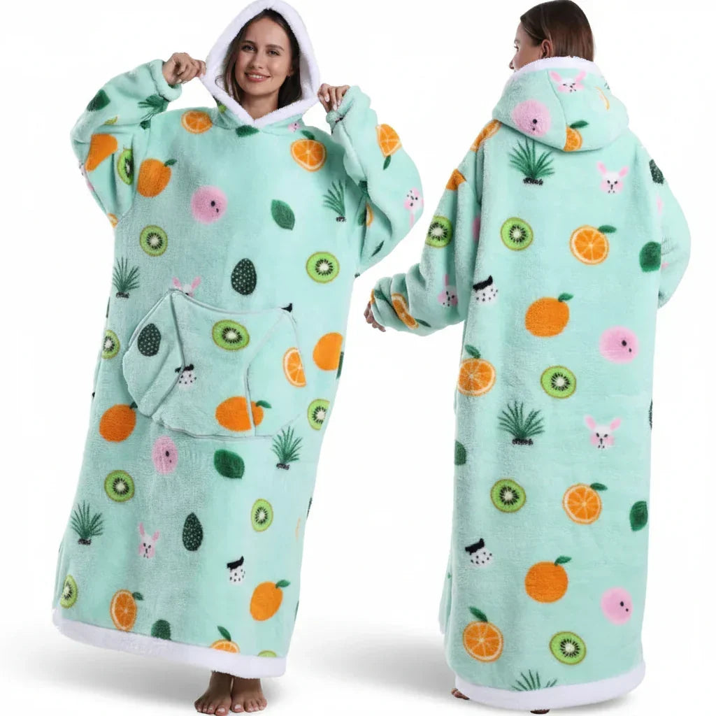 Sweat à capuche couverture Sherpa à imprimé Halloween surdimensionné