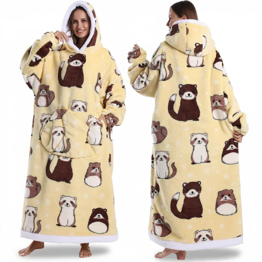 Sweat à capuche couverture Sherpa à imprimé Halloween surdimensionné