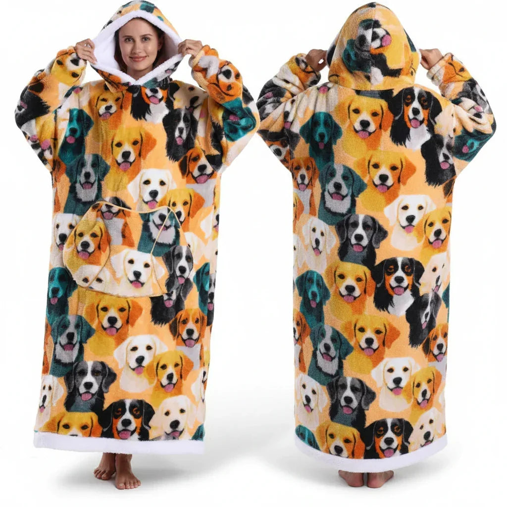 Sweat à capuche couverture Sherpa à imprimé Halloween surdimensionné