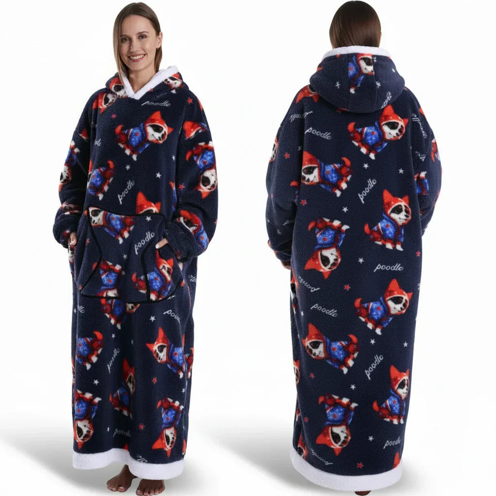 Sweat à capuche couverture Sherpa à imprimé Halloween surdimensionné