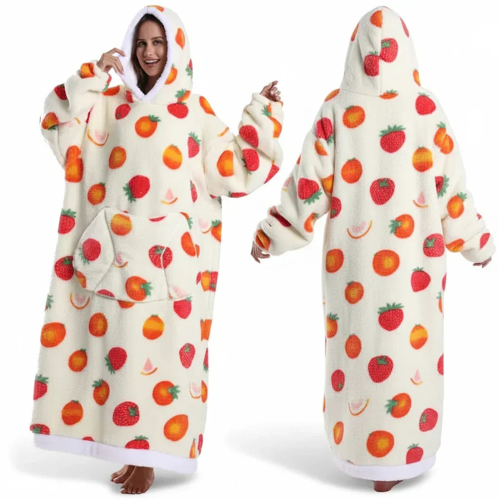 Sweat à capuche couverture Sherpa à imprimé Halloween surdimensionné