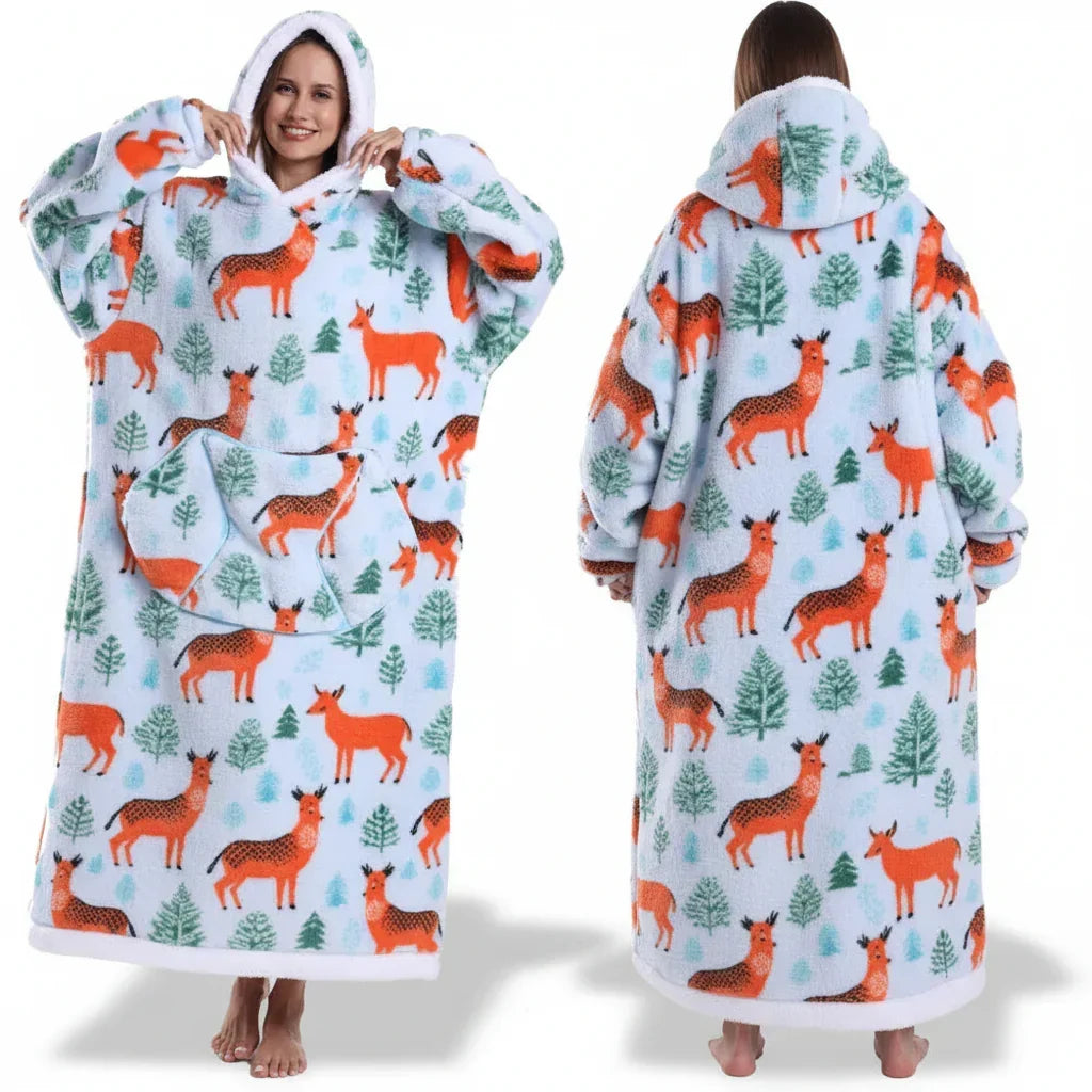 Sweat à capuche couverture Sherpa à imprimé Halloween surdimensionné