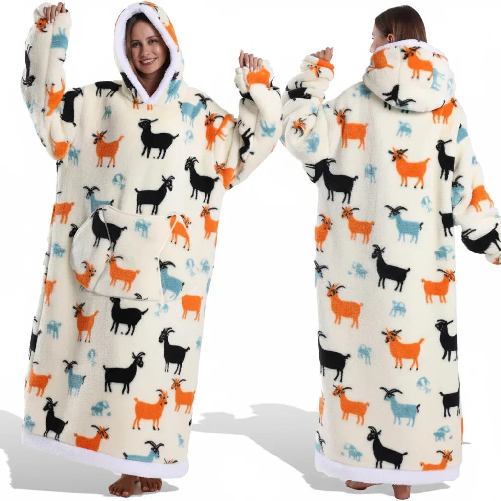 Sweat à capuche couverture Sherpa à imprimé Halloween surdimensionné