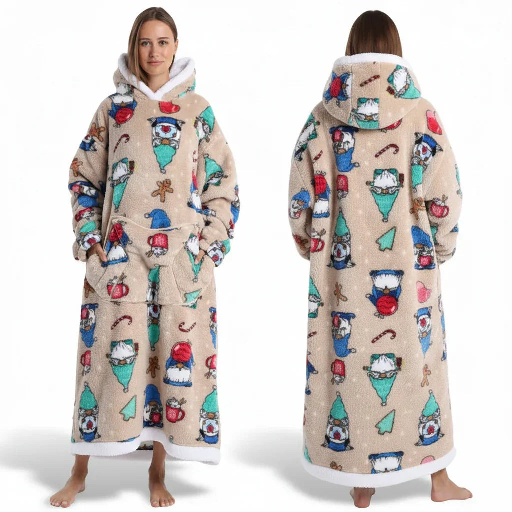 Sweat à capuche couverture Sherpa à imprimé Halloween surdimensionné