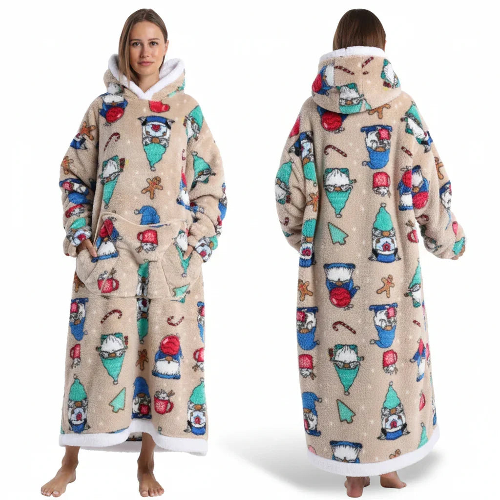 Sweat à capuche couverture Sherpa à imprimé Halloween surdimensionné