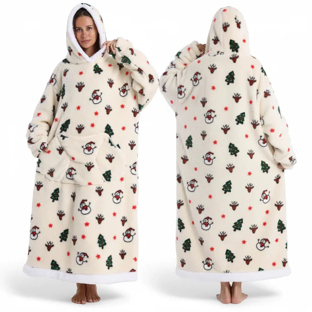Sweat à capuche couverture Sherpa à imprimé Halloween surdimensionné