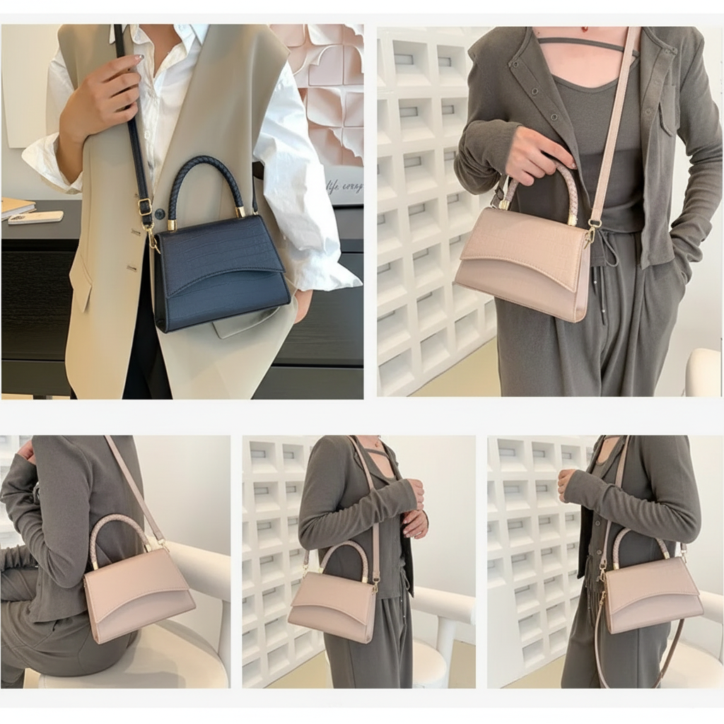 Lehká kabelka přes rameno — nastavitelný popruh, elegantní minimalistický design