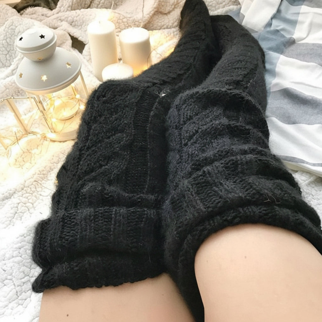 Knee-High Winter Socks — Dense Smooth Fiber Blend