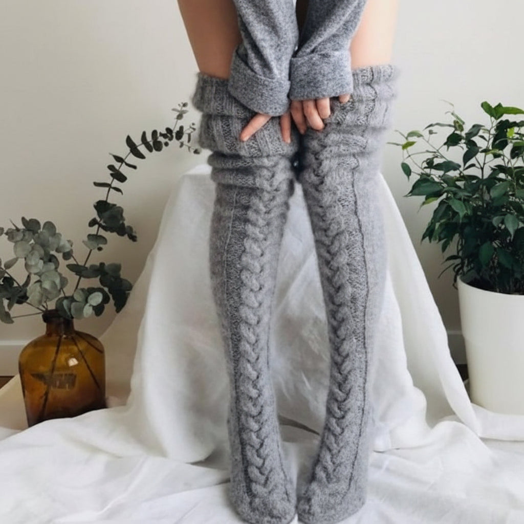 Knee-High Winter Socks — Dense Smooth Fiber Blend