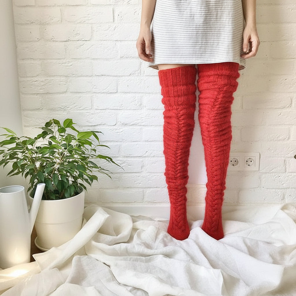 Knee-High Winter Socks — Dense Smooth Fiber Blend
