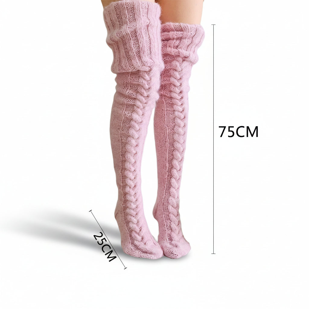 Knee-High Winter Socks — Dense Smooth Fiber Blend