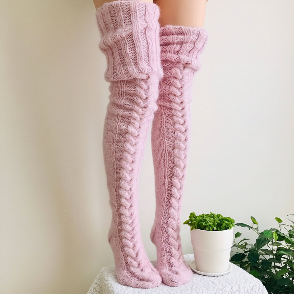 Knee-High Winter Socks — Dense Smooth Fiber Blend