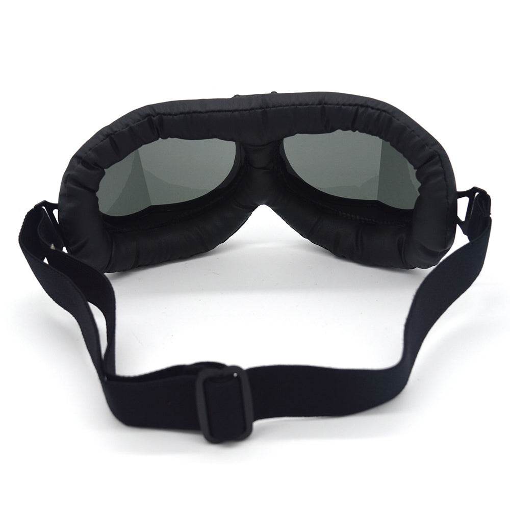 Black Steampunk Motorcycle Goggles — Foldable Aviator Design