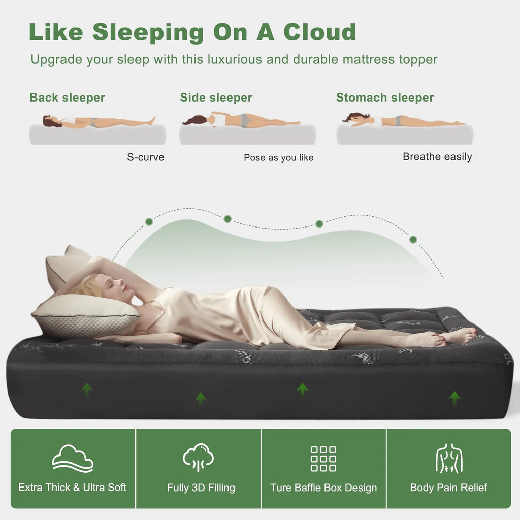 Pikowany ochraniacz na materac z kolekcji EcoComfort — bambusowa wiskoza, wodoodporny, oddychający