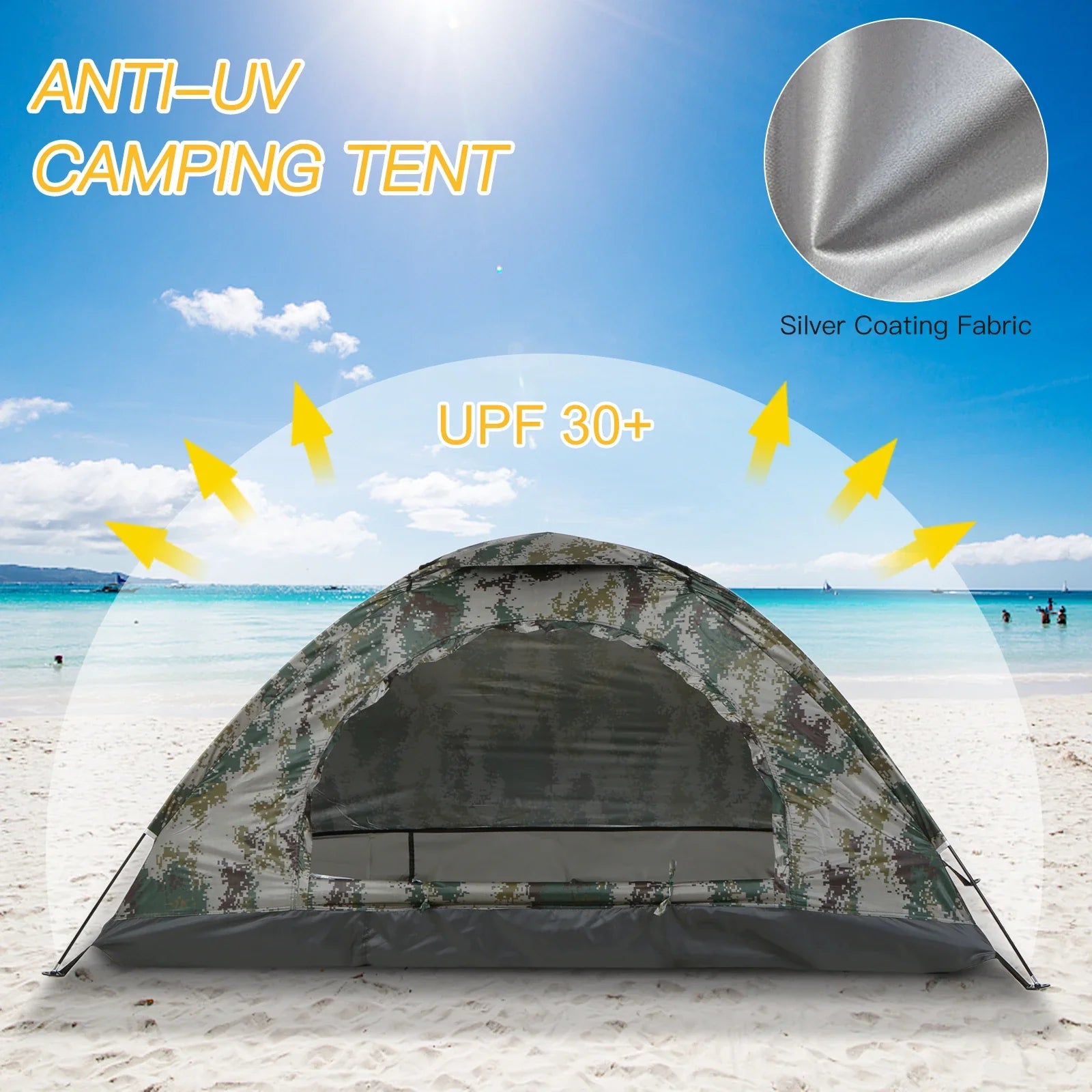 キャンプテント - 1～2人用ウルトラライト - UPF30+ UVカットコーティング - ハイキング＆ビーチ用 | meowbutter