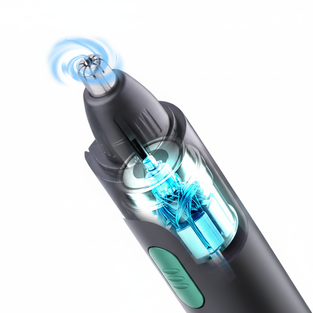 Compact Nose And Ear Hair Trimmer — Rotating Stainless Steel Blades