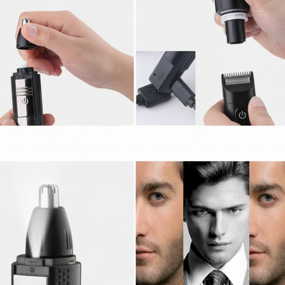 Compact Nose And Ear Hair Trimmer — Rotating Stainless Steel Blades