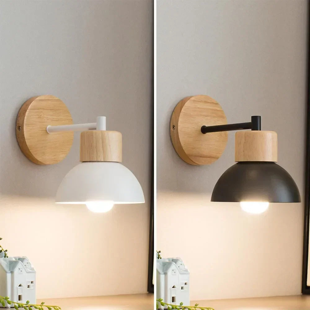 Warm Nordic Wall Sconce — Smooth Timber and Powder Coated Metal Housing