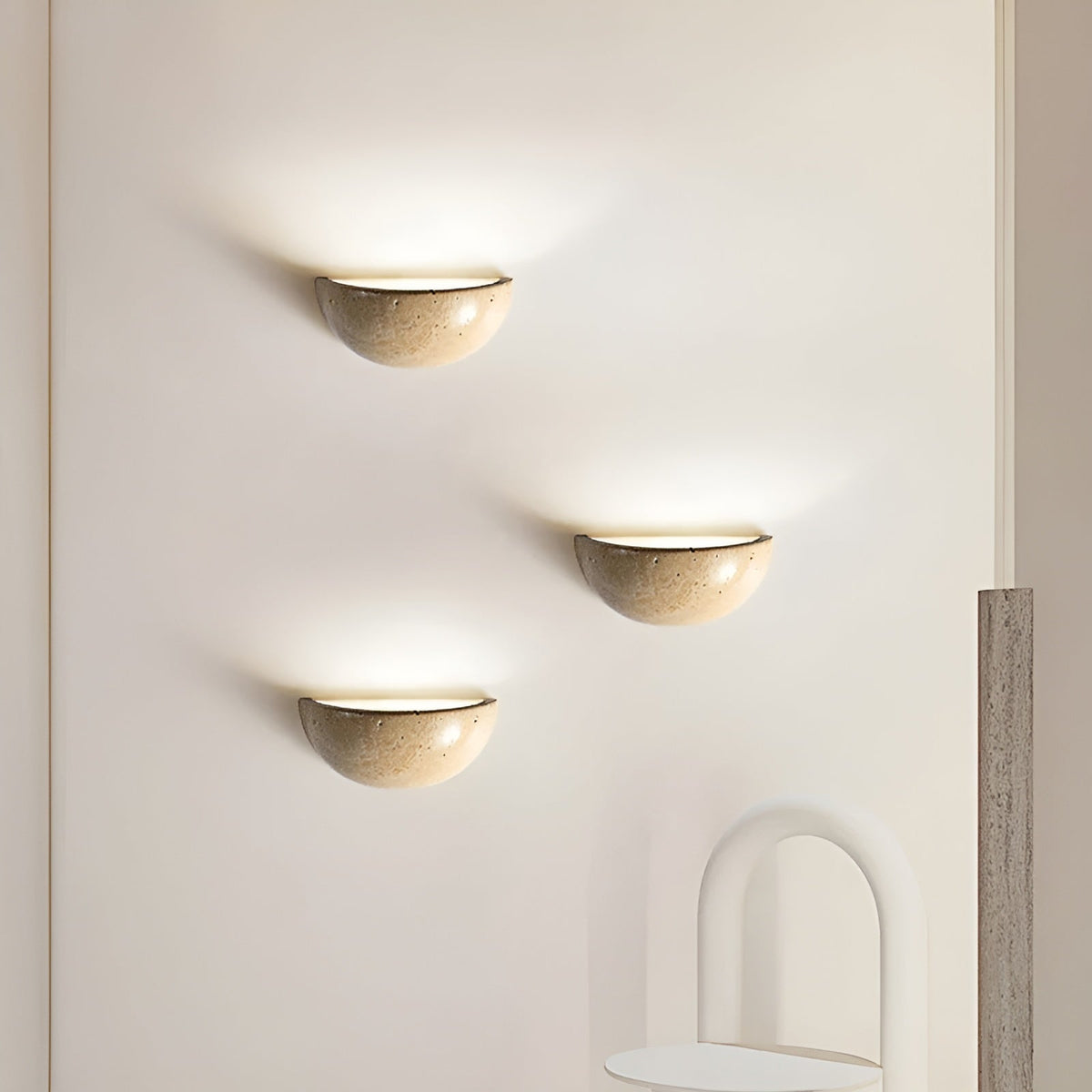 WabiShine halbrunde Steinwandleuchte - Warmes, blendfreies LED-Licht