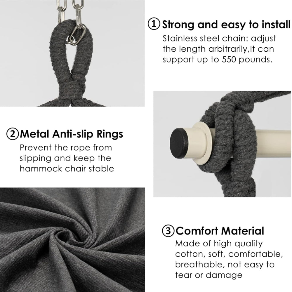 Hammock Chair Hanging Swing Seat Indoor Outdoor | Meowbutter